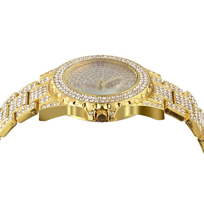 Iced Out Pave Quavo Diamond Watch - Gold