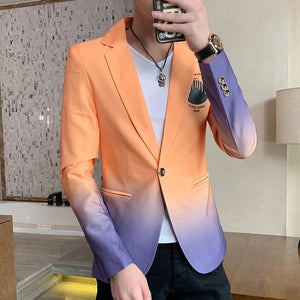 Blazer Gradient suit jacket slim fit Casual Men