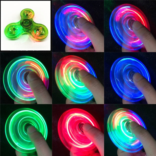 LED light Fidget Spinner Hand Top Glow in Dark Light EDC Figet Spiner Finger Stress Relief Toys