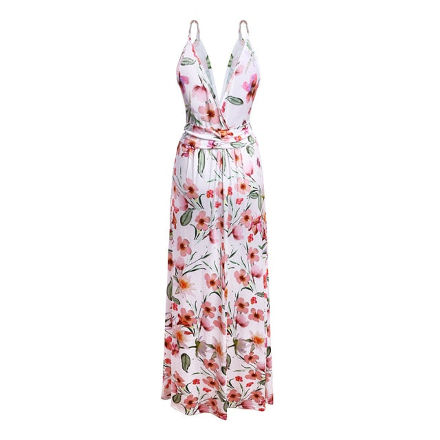 Women's Sling Floral Long Dresses arrival  Boho V-Neck Sleeveless  Party Beach Maxi Casual Dress