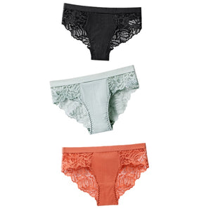 3 Pcs Cotton Panties Sexy Panty Briefs Lace Panties Women Underwear Lingerie Floral