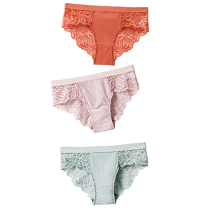 3 Pcs Cotton Panties Sexy Panty Briefs Lace Panties Women Underwear Lingerie Floral