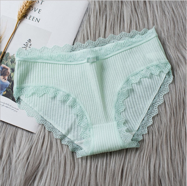 Casual Fashion Women Panties Lace Mid-waist Underwear Threaded